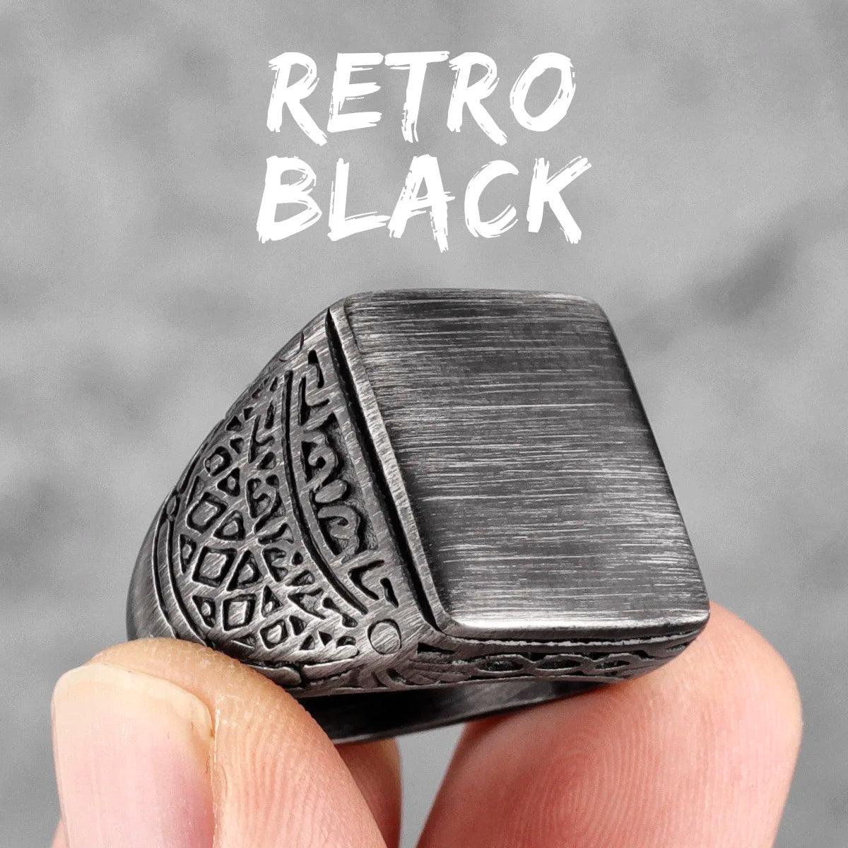 Simple Punk Retro Black Stainless Steel Mens Rings for Women Couple Lover Boy Girlfriend Biker Jewelry Creativity Gift