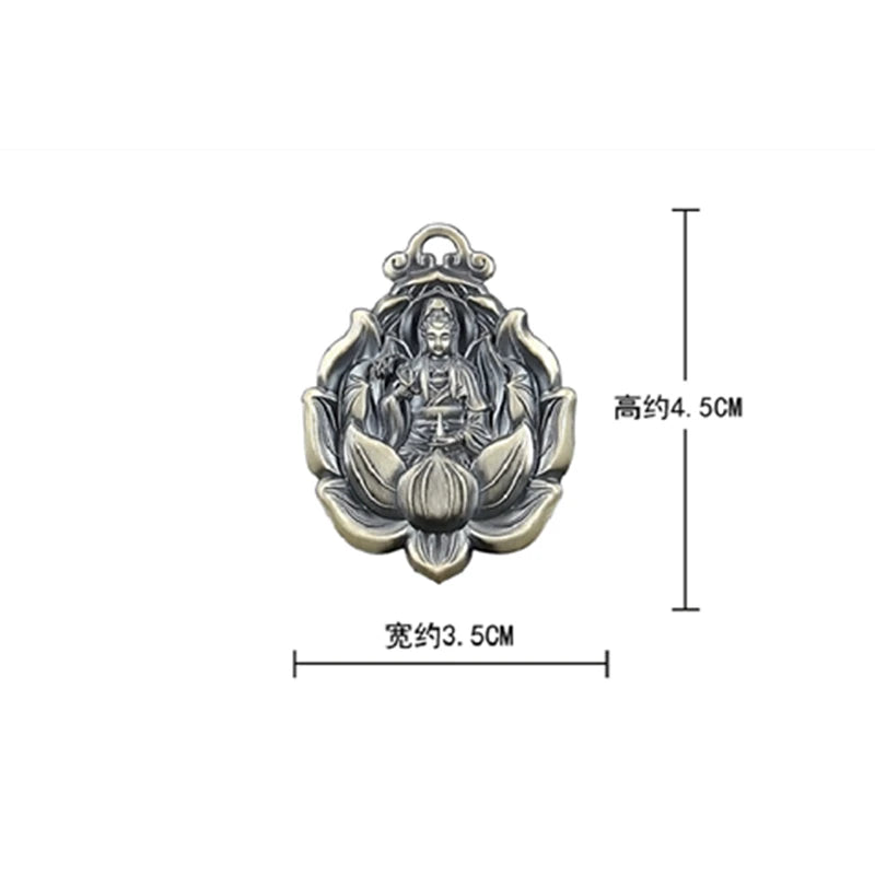 Guanyin Buddha Rope Pendant Necklace — Black
