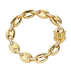 12mm wide Hip Hop CZ Stone Paved Bling Iced Out Solid Coffee Beans Link Chain Bracelets for Men Women Fashion Rapper