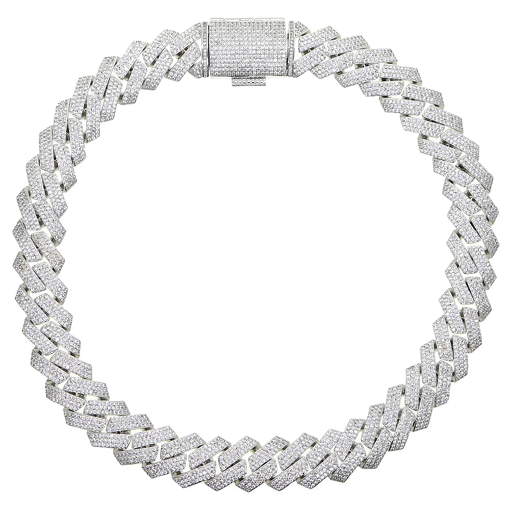 New 19mm Fashion CZ Miami Cuban Chain Heavy Necklace Two Tone Color Iced Out Bling Cubic Zirconia Necklaces Men Hip Hop