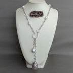 Iced Pearl Teardrop Pendant Necklace — 22"