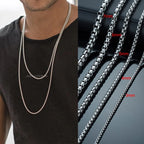 Two-Tone Round Box Chain Necklace — Stainless Steel