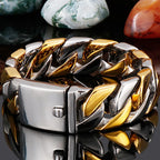 Polished Stainless Steel On Hand Accessories 20MM Wide Iron Men's Bracelet for Man Waterproof Gold Color Men‘s Jewelry