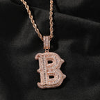UWIN Initial Letter Pendant Necklace for Women Men Iced Out baguettecz Zircon Charms with Tennis Chain Hip Hop Jewelry