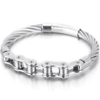 Black Stainless Steel Men's Bracelet Gold Color Handmade Braided Bicycle Motorcycle Chain Bracelets For Men Male Hand
