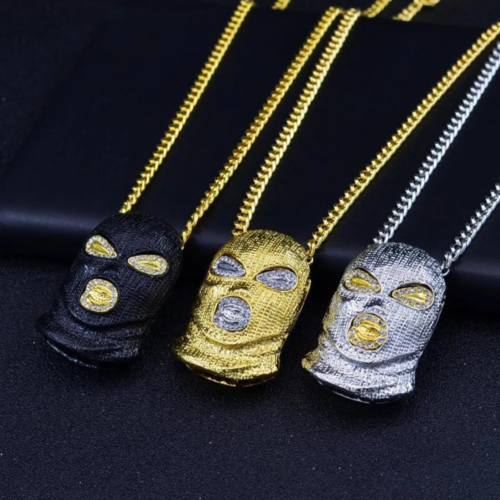 Iced Out Mask Pendant Necklace
