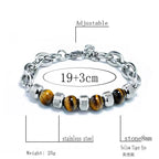 Bead and Chain Link Bracelet — Stainless Steel