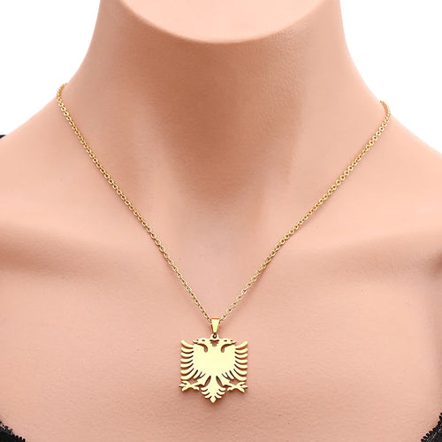 Albania Eagle Pendant Necklace — Two-Tone