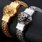 Lion Head Metal Bracelet Man 12MM Wide 316L Stainless Steel Snake Link Chain Men‘s Charm Bracelets On Hand Bands Strap