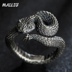 Rattlesnake Ring Vintage Silver Plated Snake Ring Motorcycle Party Punk Domineering Ring Women Men Ring Cool Hip Hop