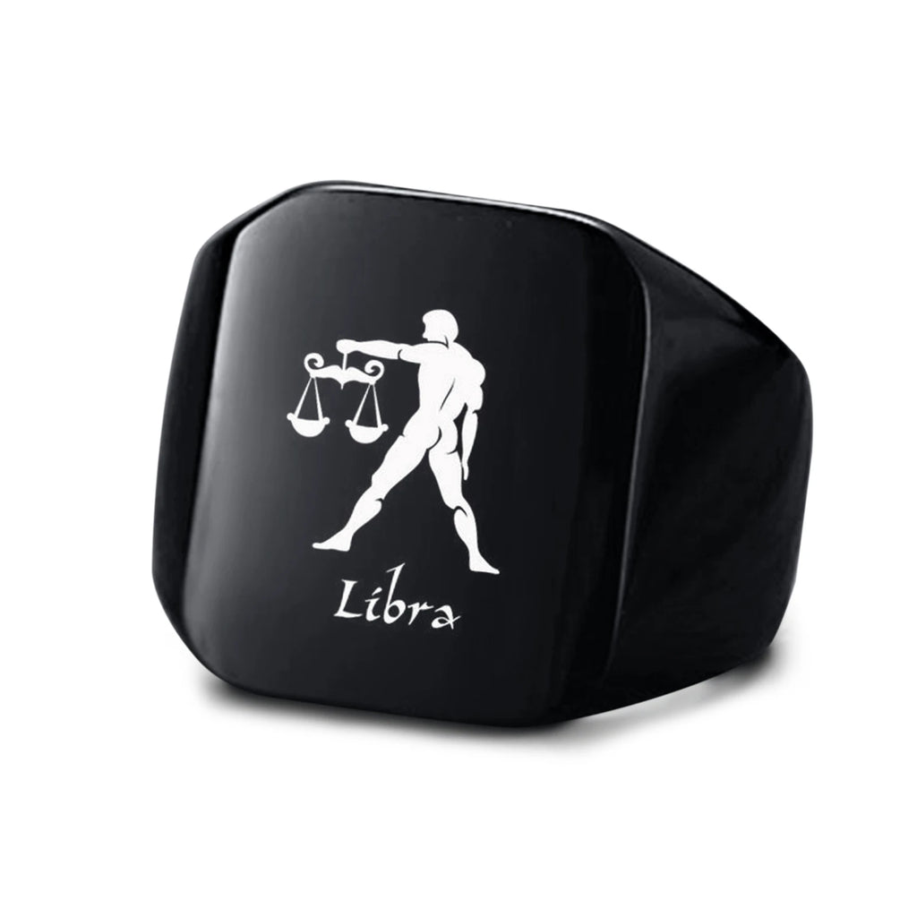 Vnox 18mm Signet Ring For Men Women, The Zodiac 12 Horoscope Constellation Sign Finger Band, Stainless Steel Aries Punk