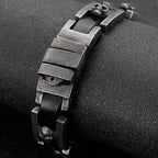 Ghost Skull Head Shaped Men's Leather Bracelets With Belt Buckle Stainless Steel On Hand Bands For Men Male Wristbands