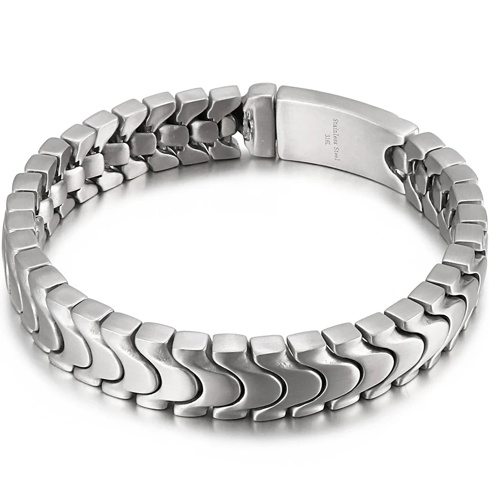 Brushed Man Bracelet for Men 12MM Matte Solid Stainless Steel Men's On Hand Bands Bracelets Male Jewelry Iron Mannen
