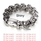 12/15mm Evil Ghost Head Skull Chain Bracelet Men 316L Stainless Steel Punk Shiny Matte Biker Rock Demon Jewelry