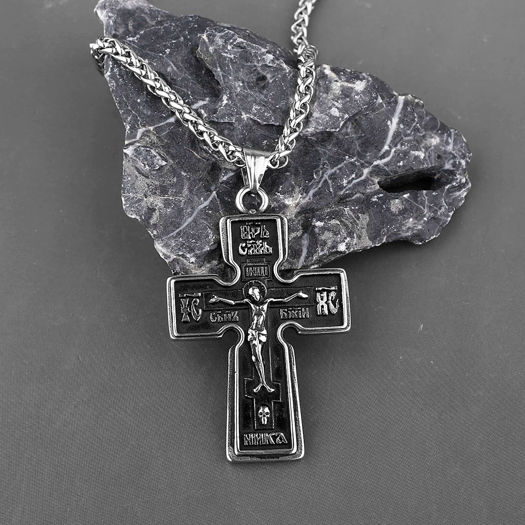 Jesus Christ Cross Pendant Necklace — 316L Stainless Steel