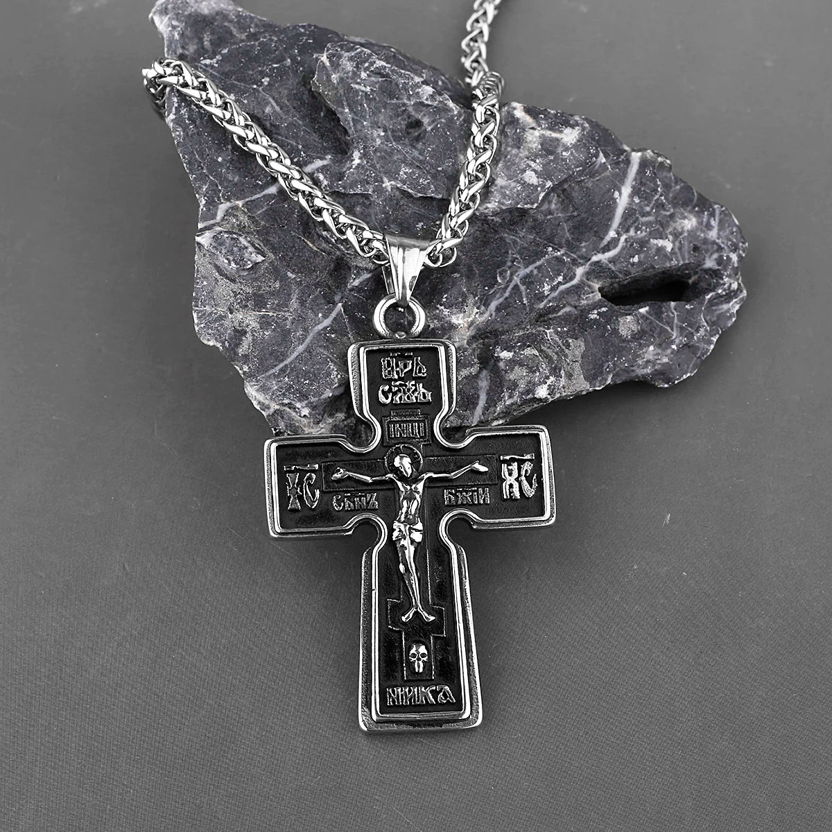 Jesus Christ Cross Pendant Necklace — 316L Stainless Steel