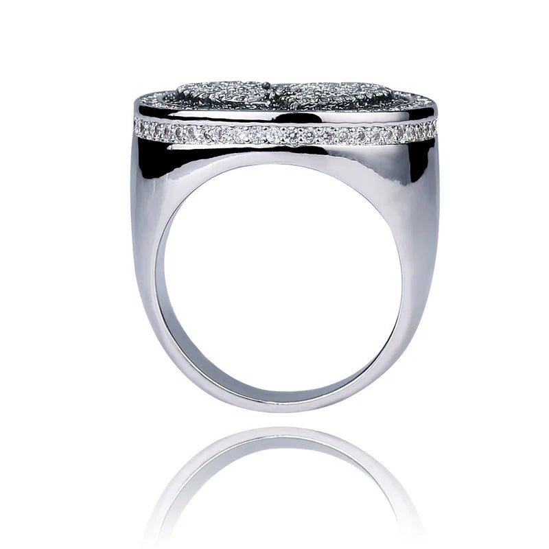 Iced Out Broken Heart Ring for Men — Micro Pave CZ Band