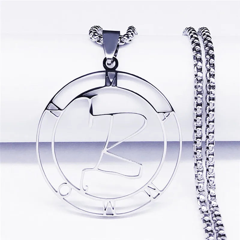 Mammon Silver Round Pendant Necklace — Stainless Steel