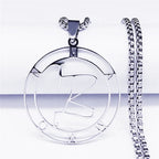 Mammon Silver Round Pendant Necklace — Stainless Steel