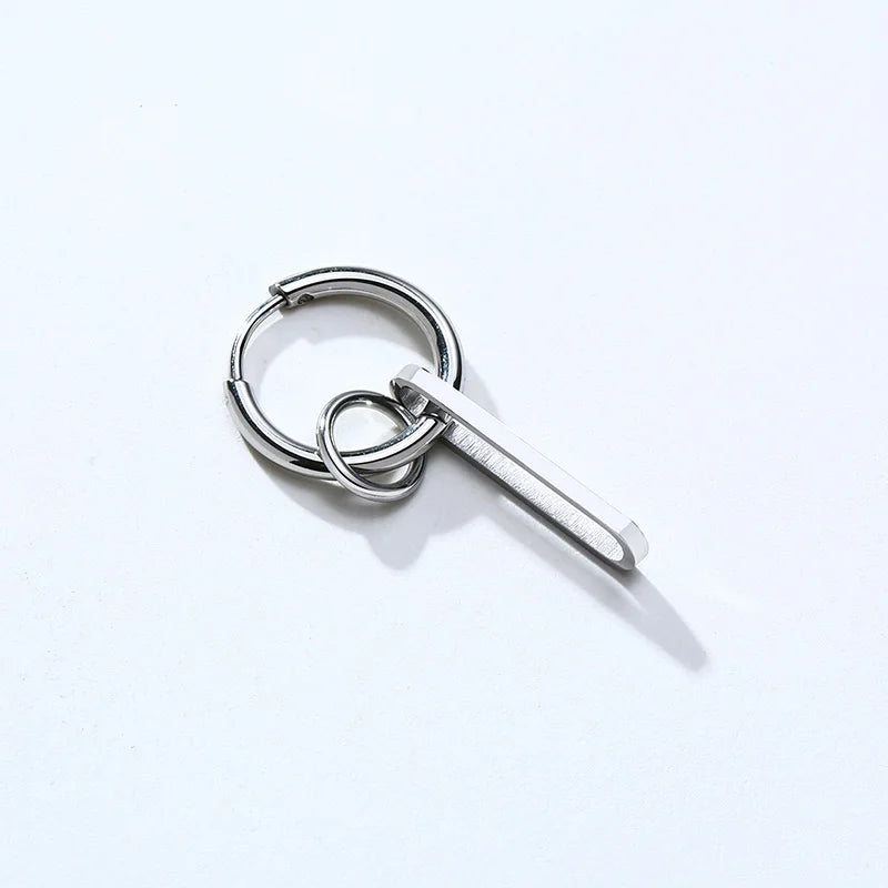 Silver Paperclip Hoop Earrings — Stainless Steel