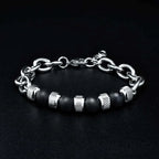 Bead and Chain Link Bracelet — Stainless Steel