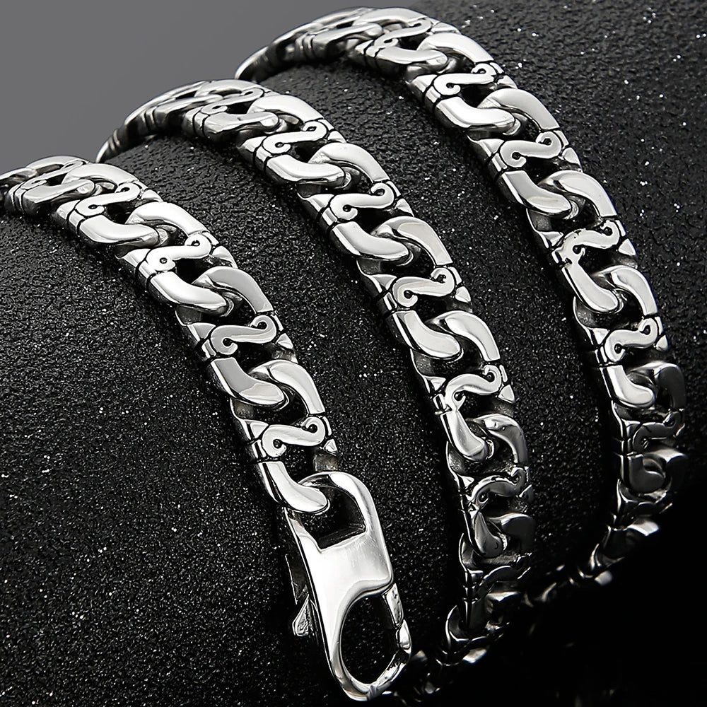 9MM Stainless Steel Chain Men's Bracelets On Hand Necklace For Men Chokers Length Adjustable Fashion Male Iron