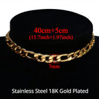 Punk Cuban Link Choker Necklace Collar Statement Chunky Stainless Steel Gold Color Thick Chain Necklace For Men Women Jewelry