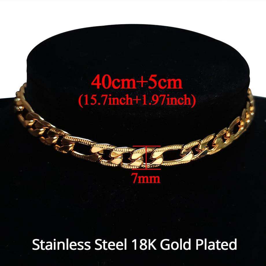 Punk Cuban Link Choker Necklace Collar Statement Chunky Stainless Steel Gold Color Thick Chain Necklace For Men Women Jewelry
