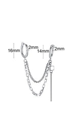 Silver Paperclip Hoop Earrings — Stainless Steel