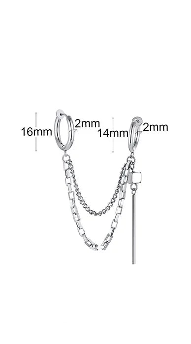 Silver Paperclip Hoop Earrings — Stainless Steel