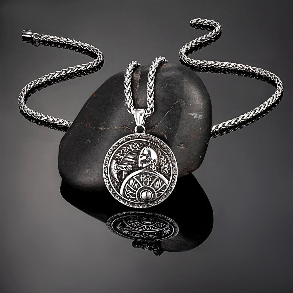 Spartan Warrior Axe Pendant Necklace — Gold-Tone Steel