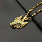 Iced Out Viking Wolf Gold Pendant Necklace
