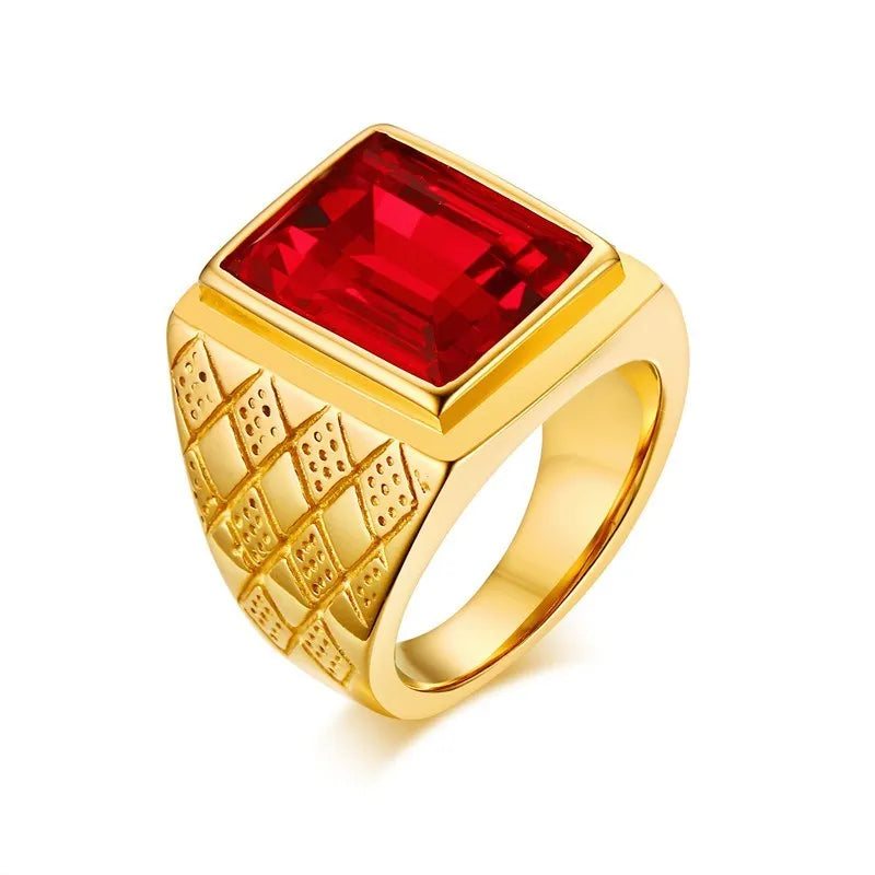 Vnox Stylish Signet Rings for Men, Male Pinky Ring with Black Square CZ Stone,Gold Color Stainless Steel Metal Jewelry