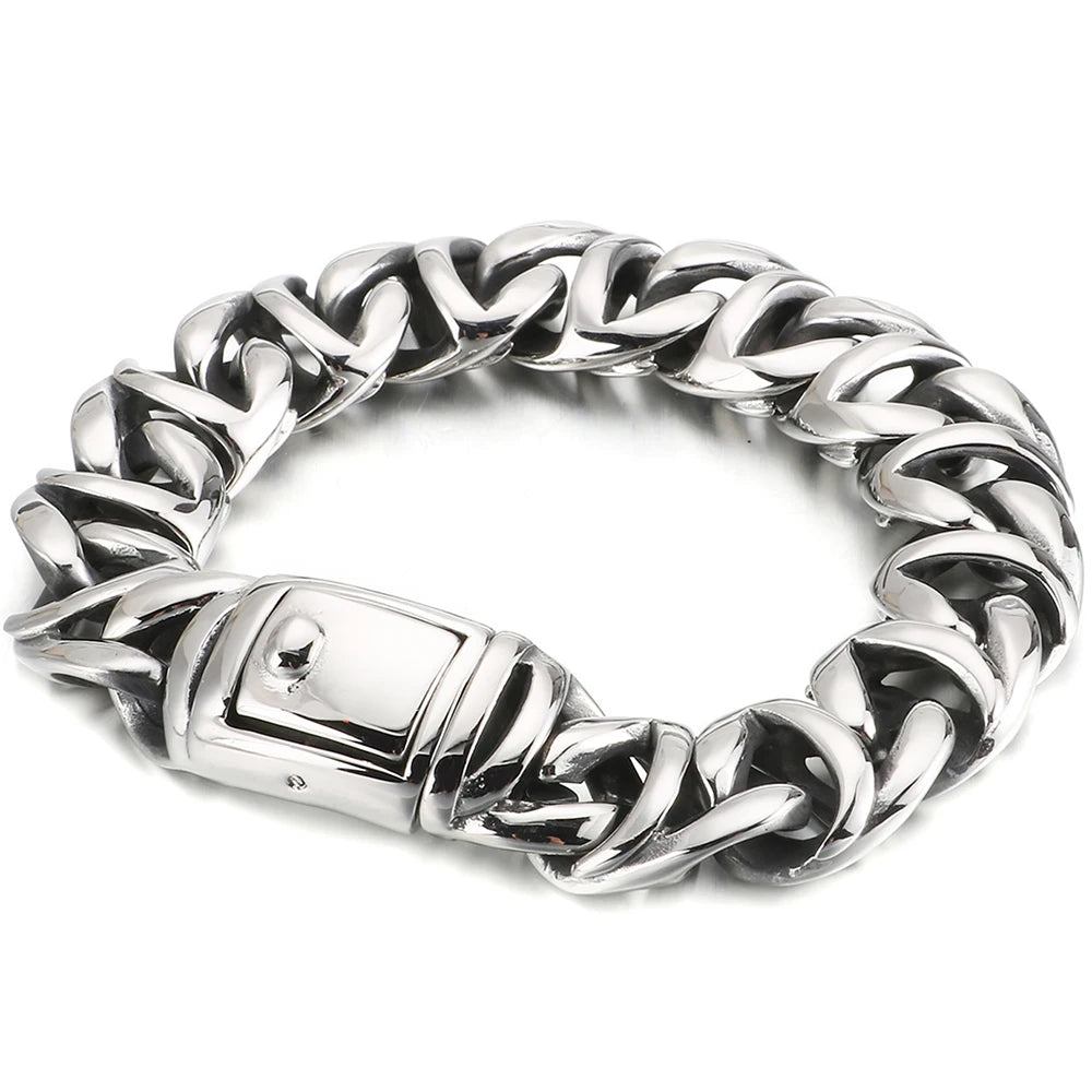 Polished Solid Stainless Steel Man Bracelet Fashion Men's Bracelets Friendship On Hand Jewelry Accessories Gifts