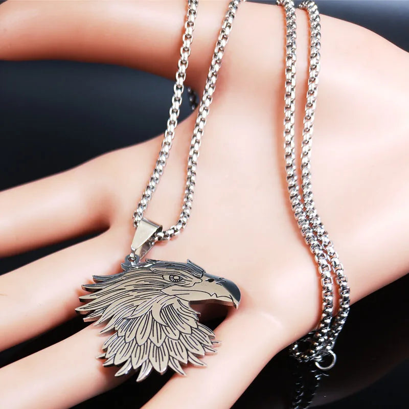 Eagle Head Pendant Necklace — Silver