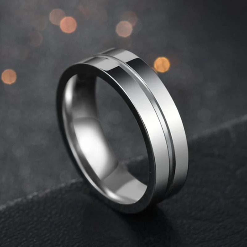 Letdiffery Hot Sale Groove Rings Black Blue Punk Stainless Steel Midi Rings For Men Charm Women Jewelry Dropshipping Wholesale