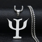 Greek Letter Silver Pendant Necklace — Stainless Steel