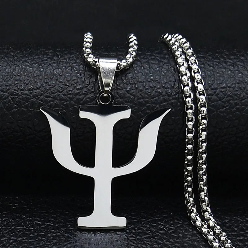 Greek Letter Silver Pendant Necklace — Stainless Steel