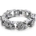 Rock and Roll Men's Bracelet Heavy And Study 20MM Bike Chain Wolf Head Bracelets For Man Massive Male Biker Jewelry