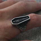 Unique Zombie Vampire Skull Biker Men's Ring Black Stainless Steel Punk Coffin Rings For Men Gothic Ring Wholesale Jewelry Gift