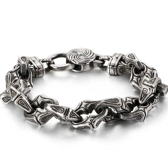 Vintage Solid Stainless Steel Bracelet For Man Masculine 15MM Chain Men's Bracelets Hand Jewelry Resell