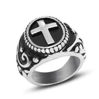 Vintage Christian Cross Jesus Ring — Stainless Steel