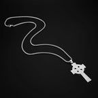 LIKGREAT Vintage Celtics Knot Cross Pendant Necklace for Women Men Stainless Steel Jesus Amulet Charm Chain Jewelry Punk