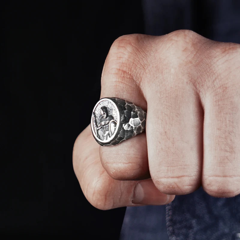Spartacus Warriors sterling Silver Ring Male Spartan Warrior Fashion Jewelry