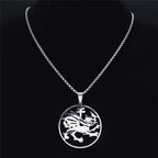 Dragon Order Pendant Silver Necklace — Stainless Steel