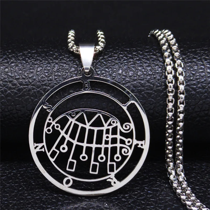 Demon Seal Silver Pendant Necklace — Stainless Steel