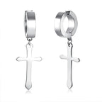 Cross Mini Huggie Hoop Earring — Stainless Steel