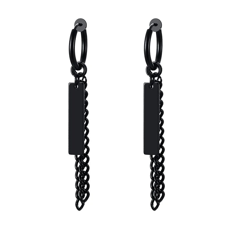Silver Paperclip Hoop Earrings — Stainless Steel