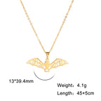 Flying Bat Cutout Pendant Necklace — Stainless Steel