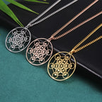 LIKGREAT Angel Seal Archangel Metatron Cube Necklace for Men Women Geometry Stainless Steel Pendants Amulet Spiritual